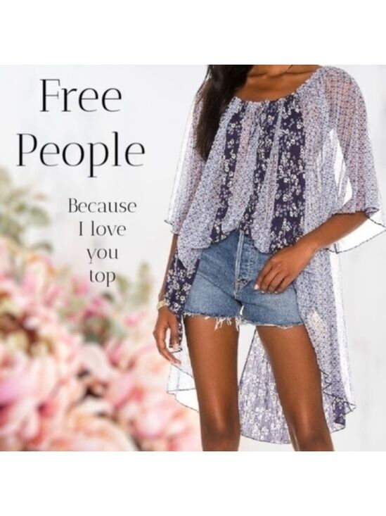 Free People Tops - FREE PEOPLE Because I Love You OVERSIZED Flowy Contrast-Fabric Tunic Top NWT/Md